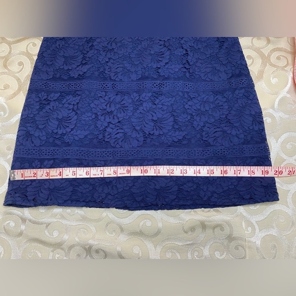 Eliza J Size 2 Navy Blue Lace Sheath Dress Fully Lined Bell Sleeves GUC … - Picture 9 of 15